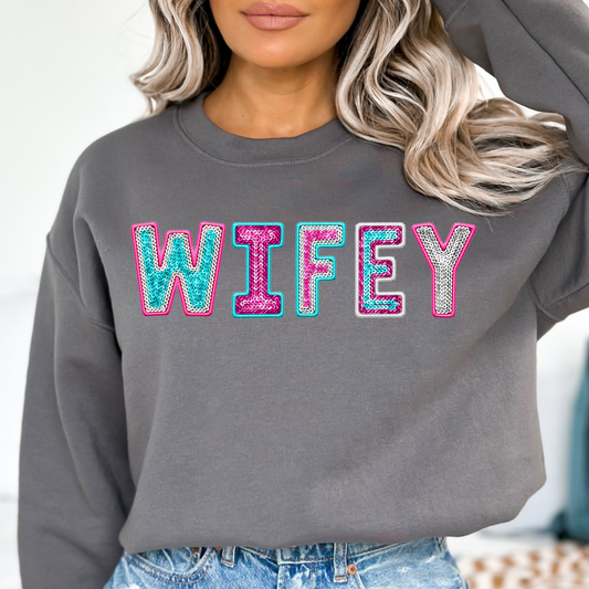 Wifey Faux Sequin DTF Transfer