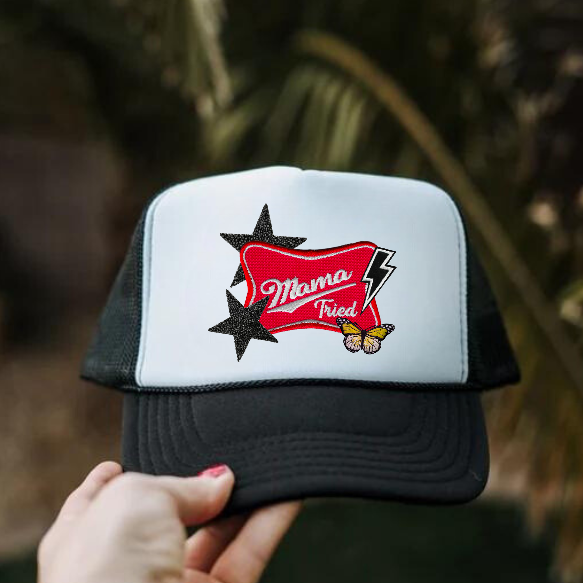 Mama Tried Faux Hat Patch DTF Transfer