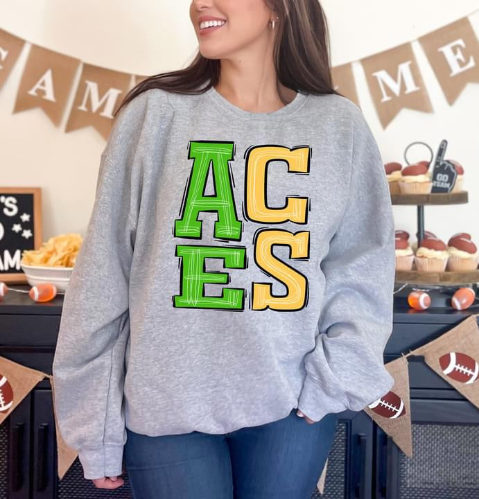 Aces Sporty Varsity Doodle DTF Transfer