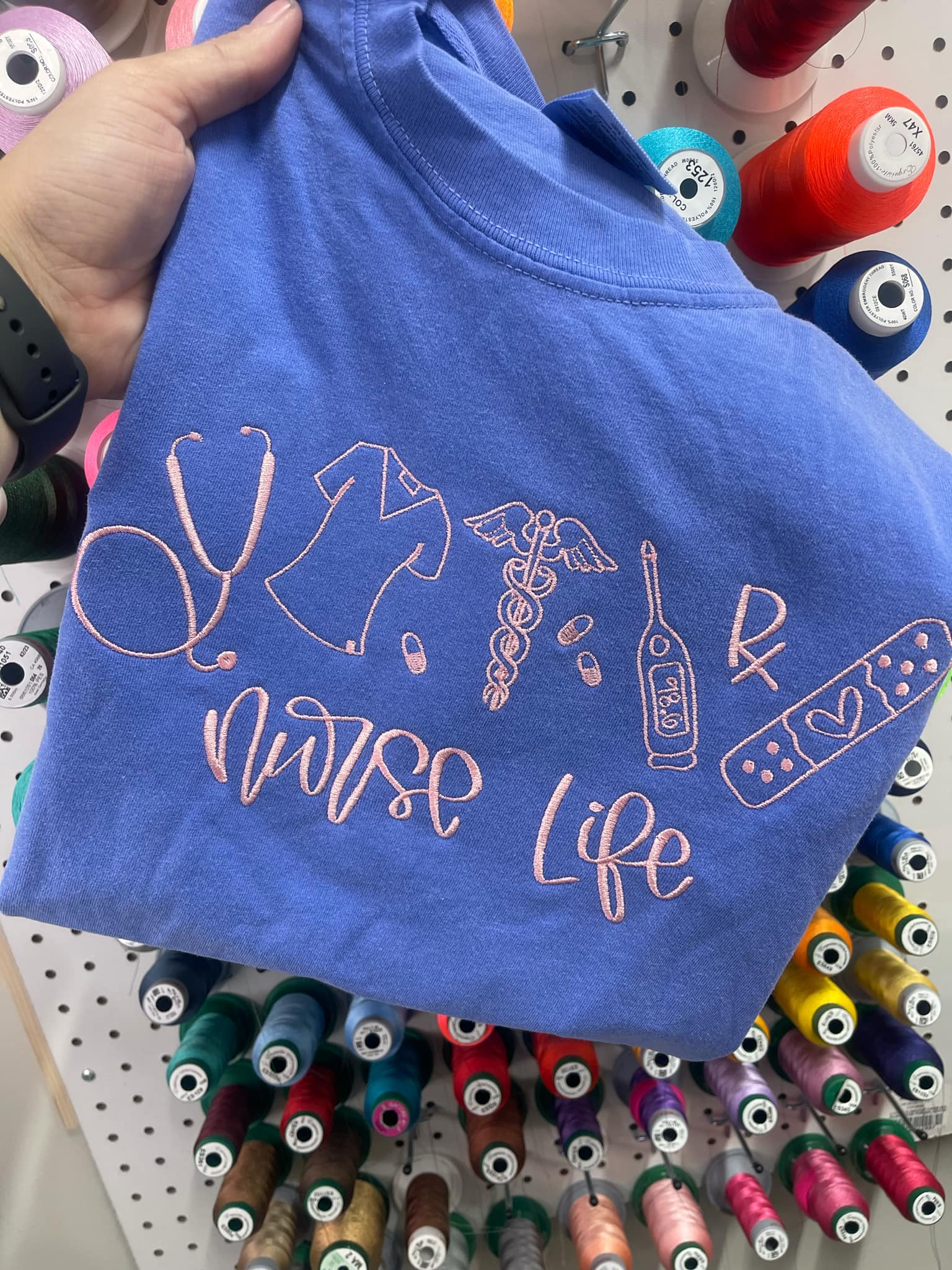 Nurse Life Icons Embroidered Shirt | QUICK SHIP