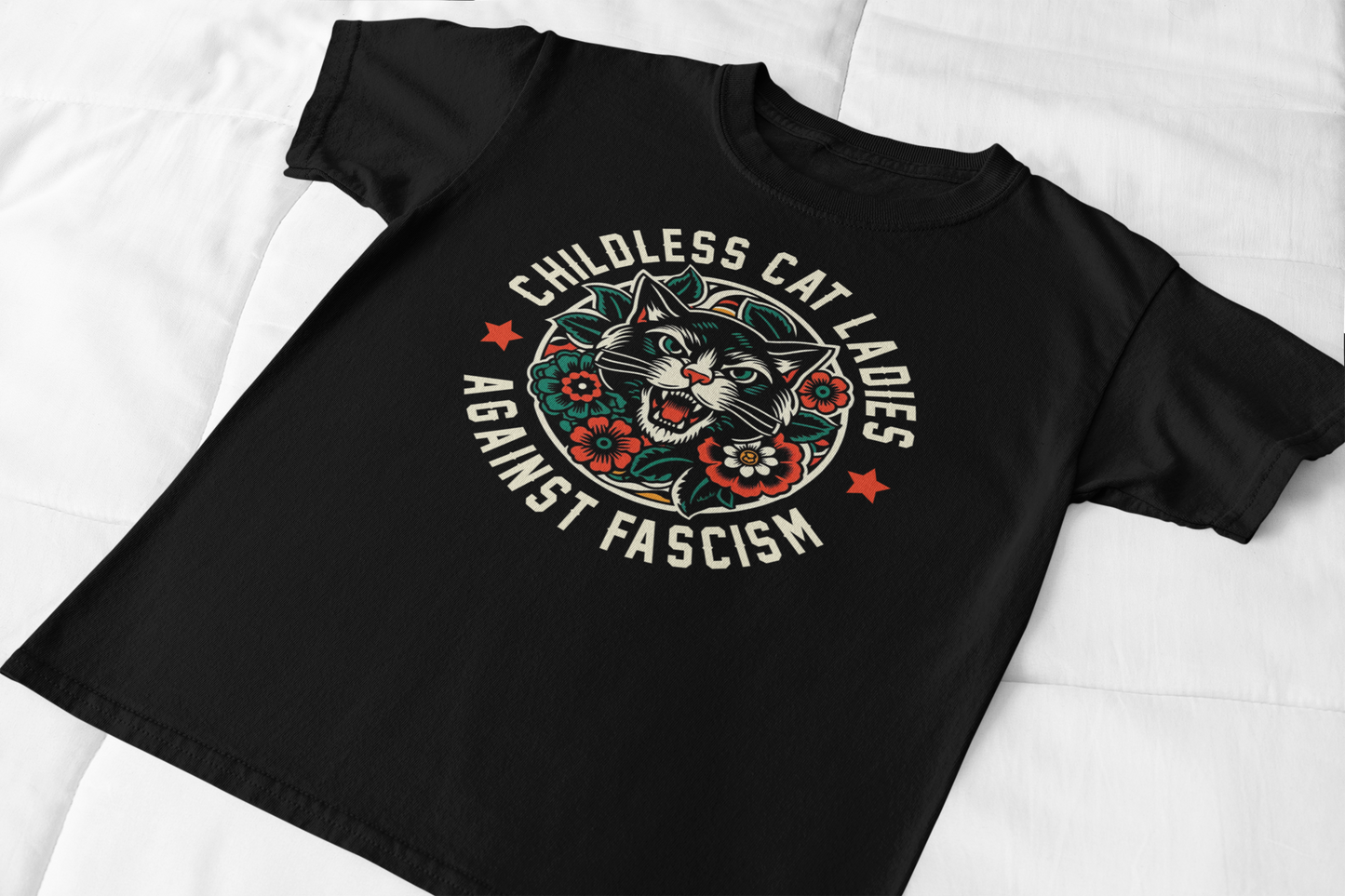 Childless Cat Ladies Against Fascism Graphic Tee