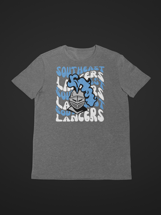 Southeast Lancers Distressed Wavy Mascot Graphic Tee