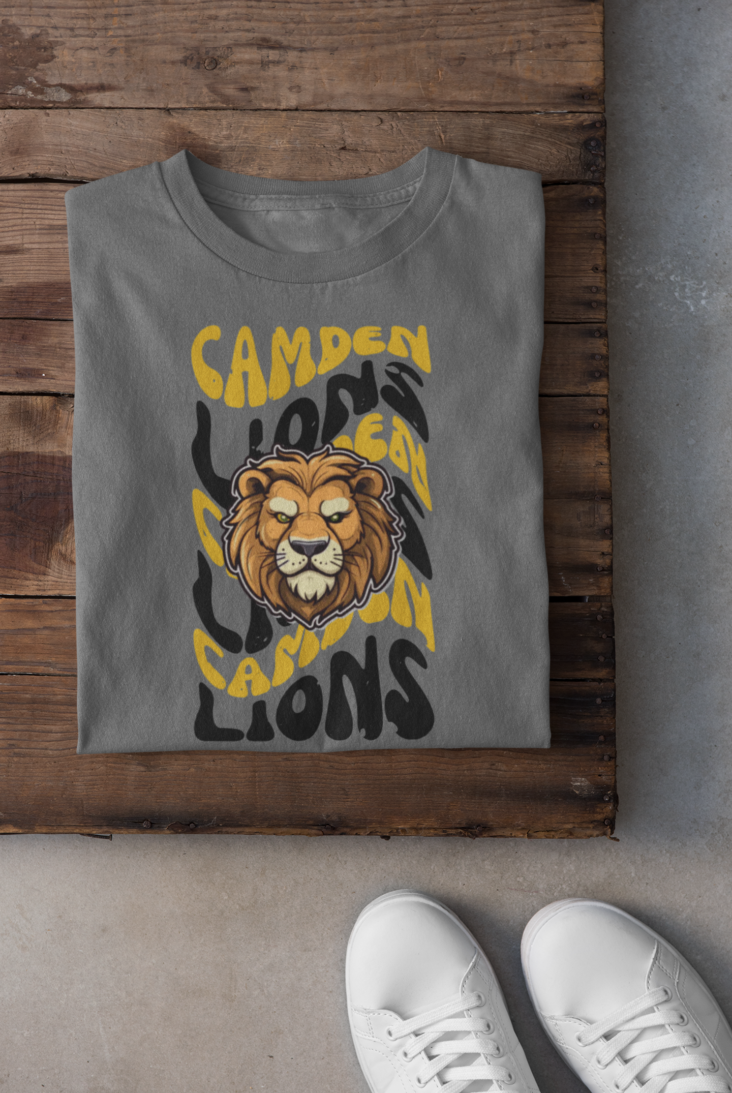 Camden Lions Distressed Wavy Mascot Graphic Tee