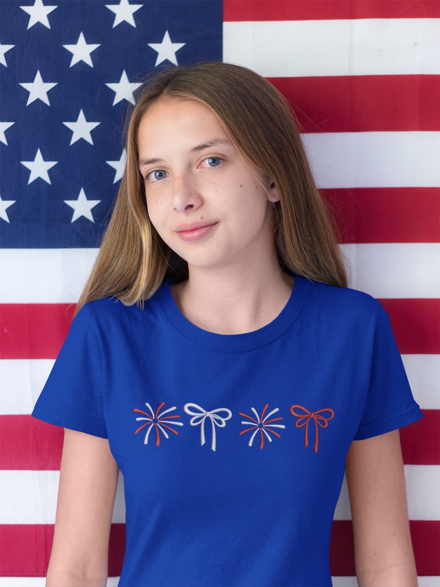 Coquette Bows and Fireworks Embroidered Shirt | QUICK SHIP