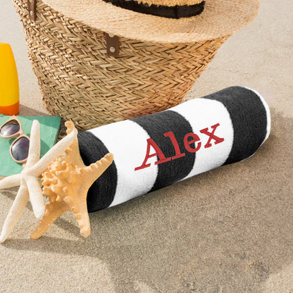 Custom Embroidered Oversized Striped Beach Towels