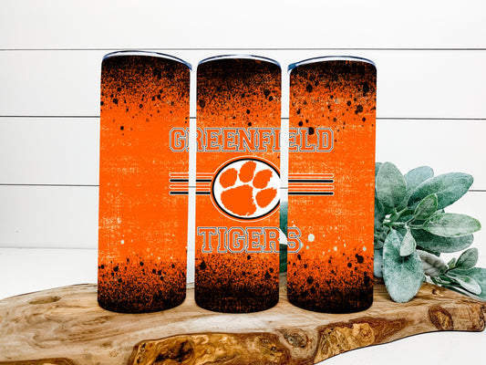 Greenfield Tigers Completed 20oz Skinny Tumbler