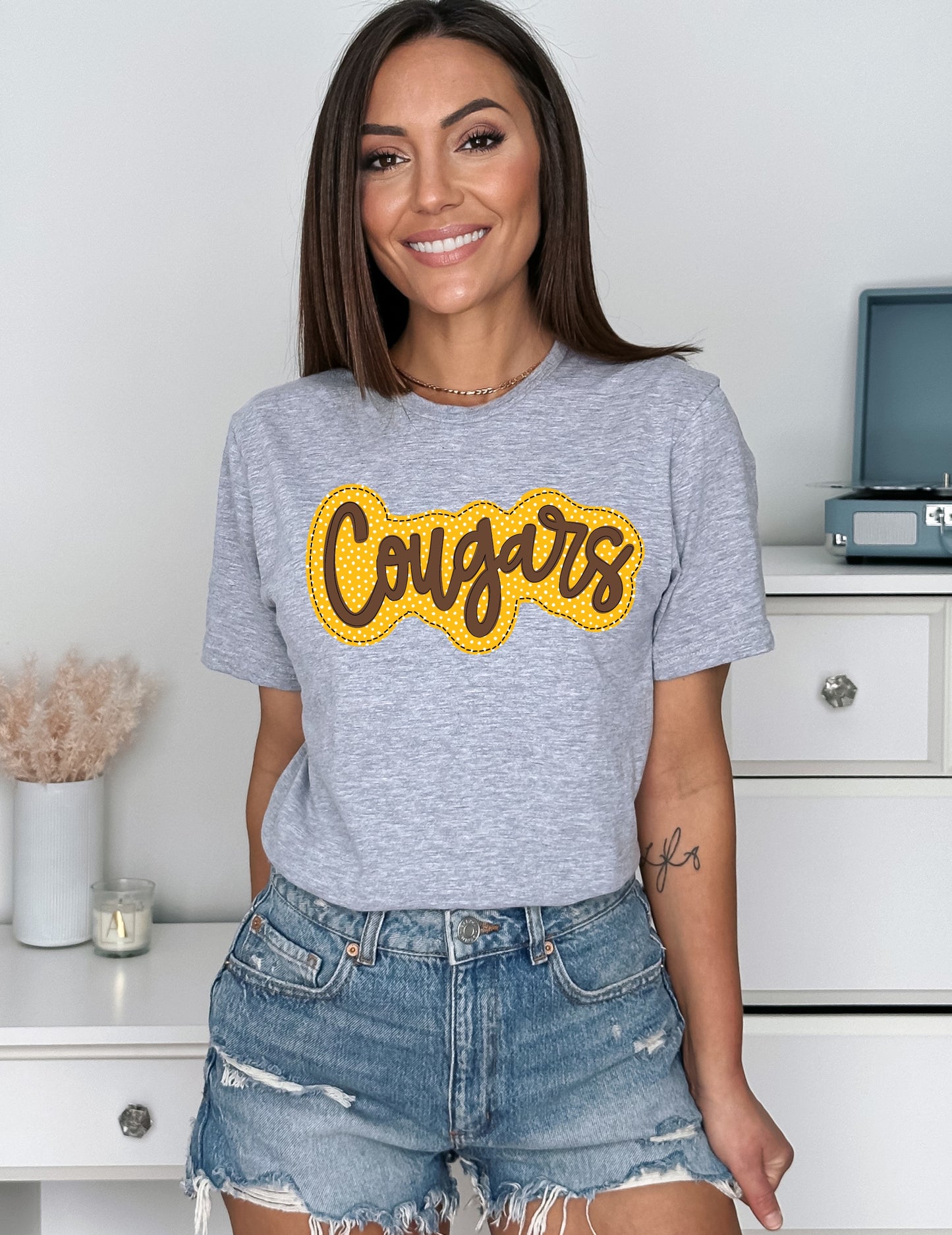 Cougars Faux Applique Graphic Tee