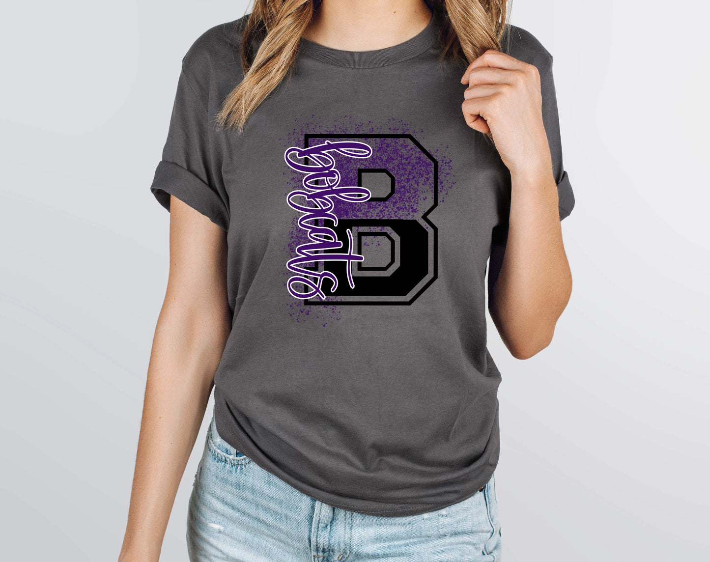 Bobcats Purple Splatter Graphic Tee