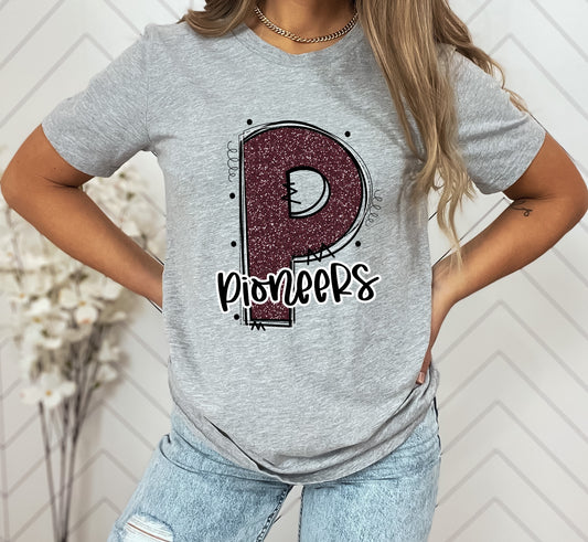 Pioneers Glitter Varsity Doodle Graphic Tee Graphic Tee