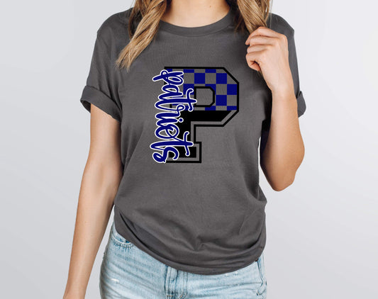 Patriots Blue Checkered Graphic Tee