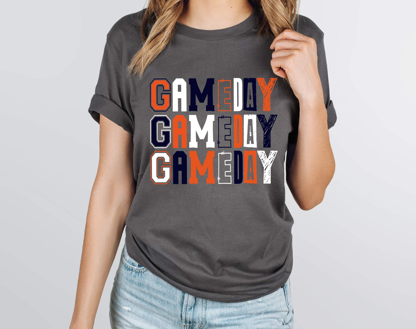 Gameday Navy, White, Orange Graphic Tee