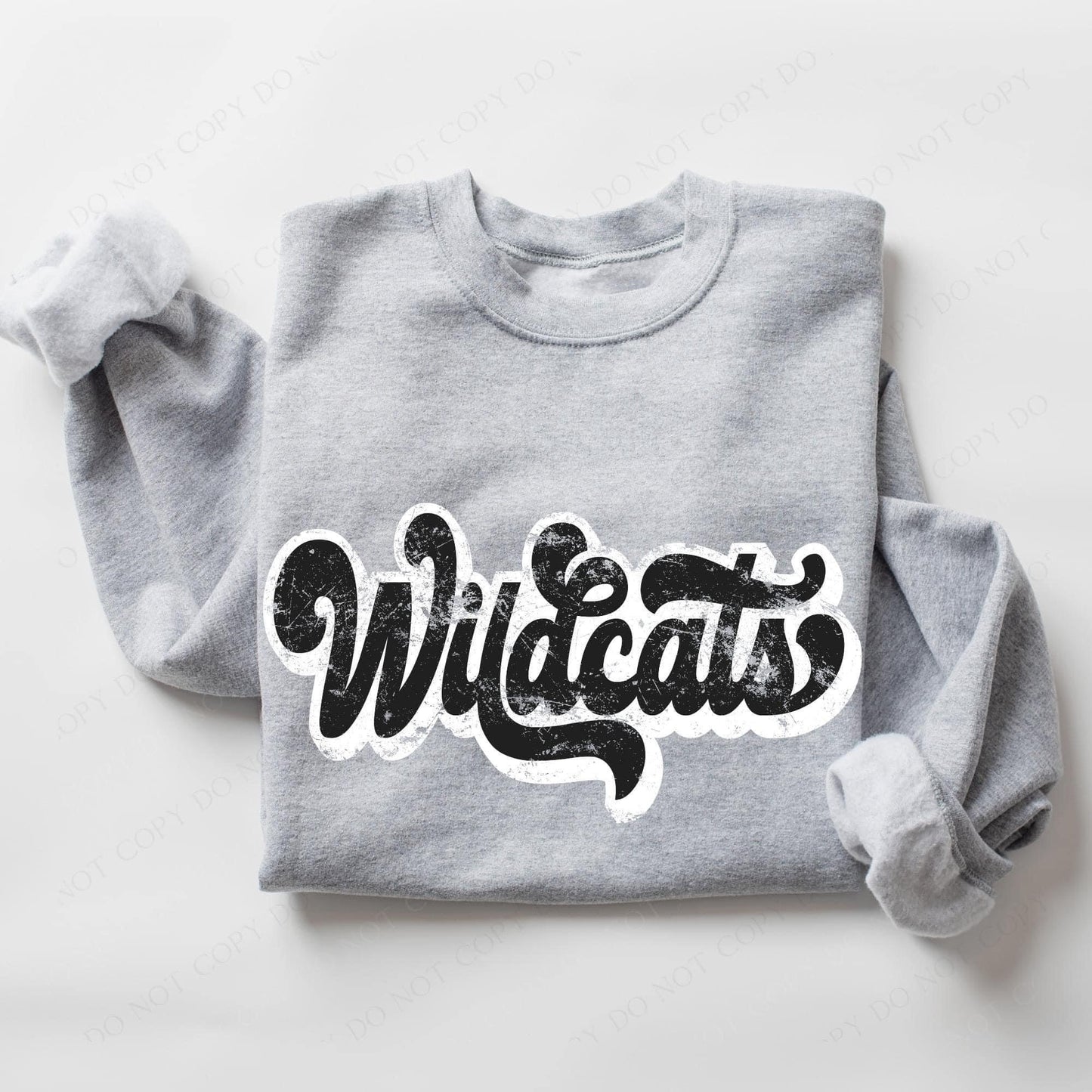 Wildcats Vintage Black & White Retro Shadow Distressed DTF Transfer