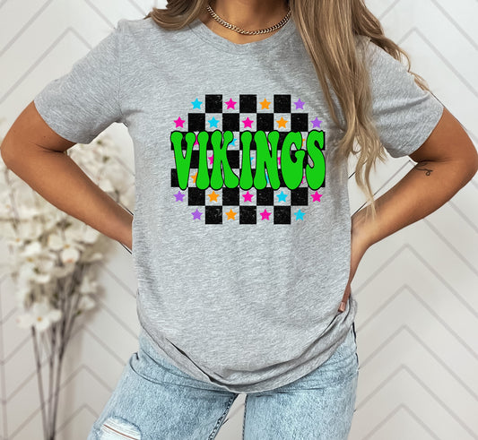 Vikings Checkered Retro Graphic Tee