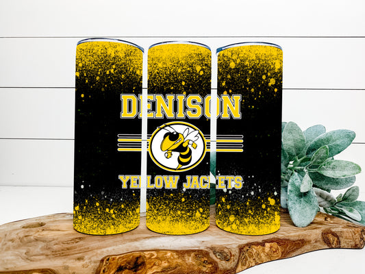 Denison yellow jackets Completed 20oz Skinny Tumbler