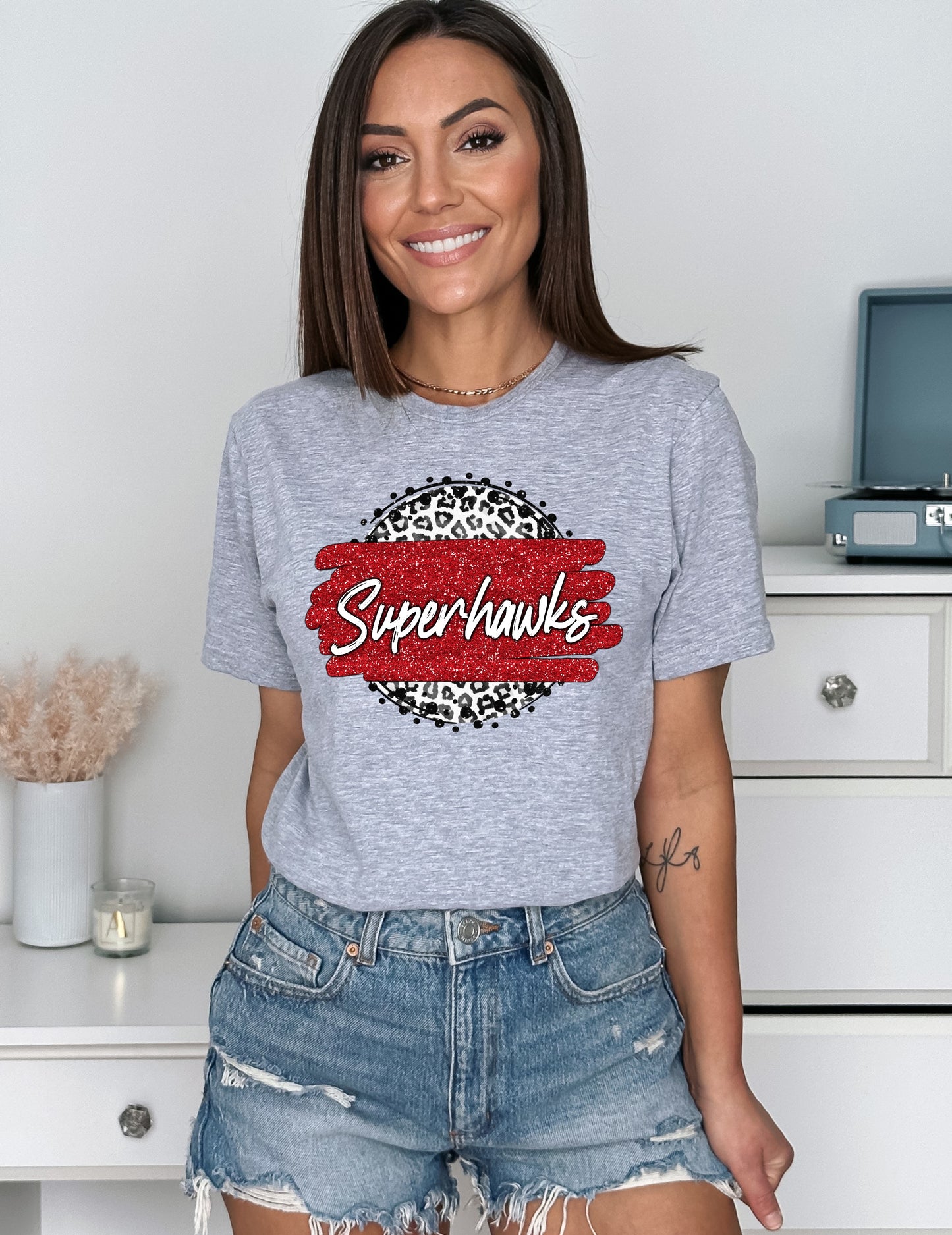 Superhawks Leopard Circle Graphic Tee