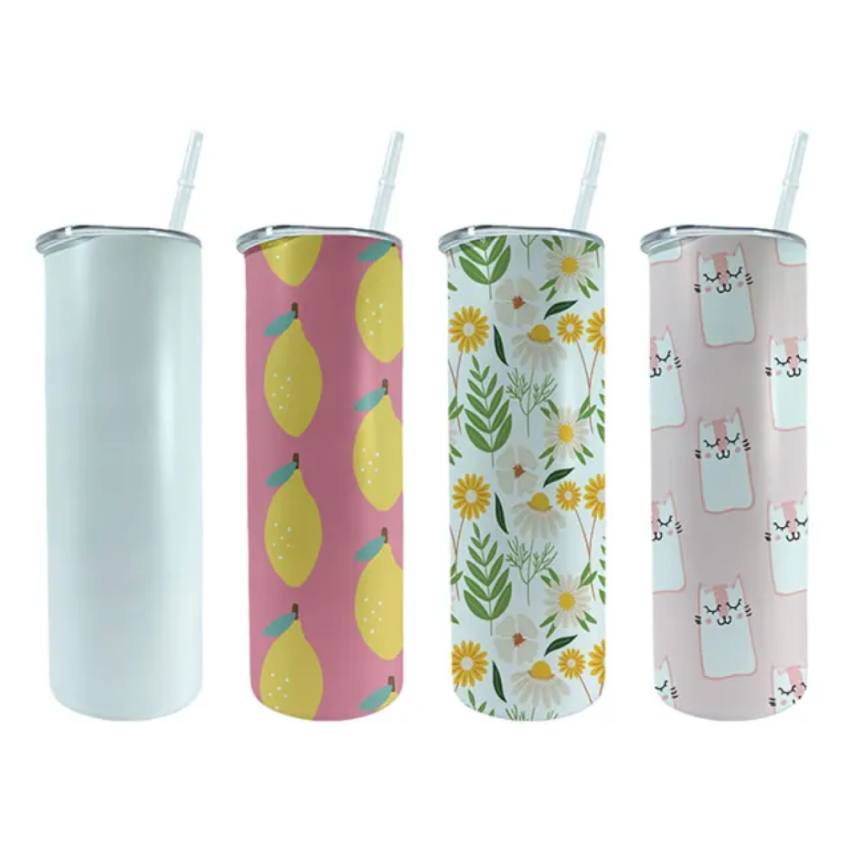 Blank 20oz Straight Stainless Steel Sublimation Tumbler with Plastic Straw