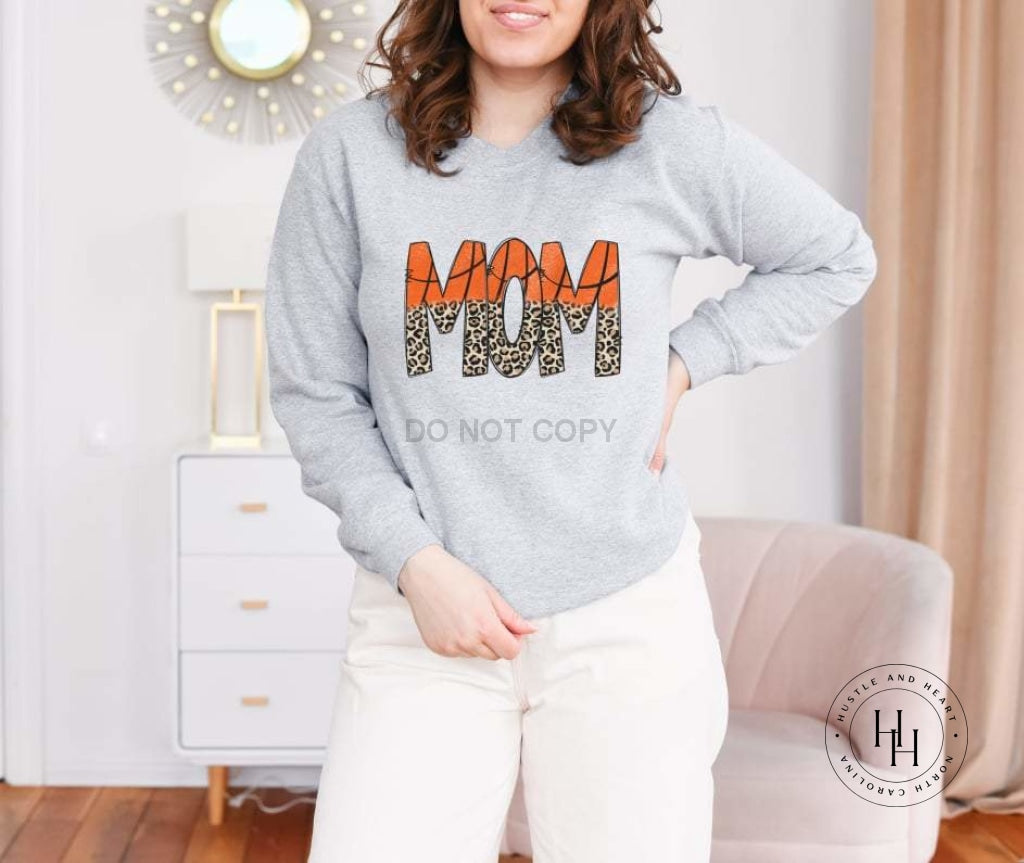 Basketball Mom Leopard Graphic Tee Shirt