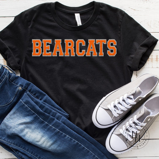 Bearcats Orange Faux Chenille Letters Graphic Tee