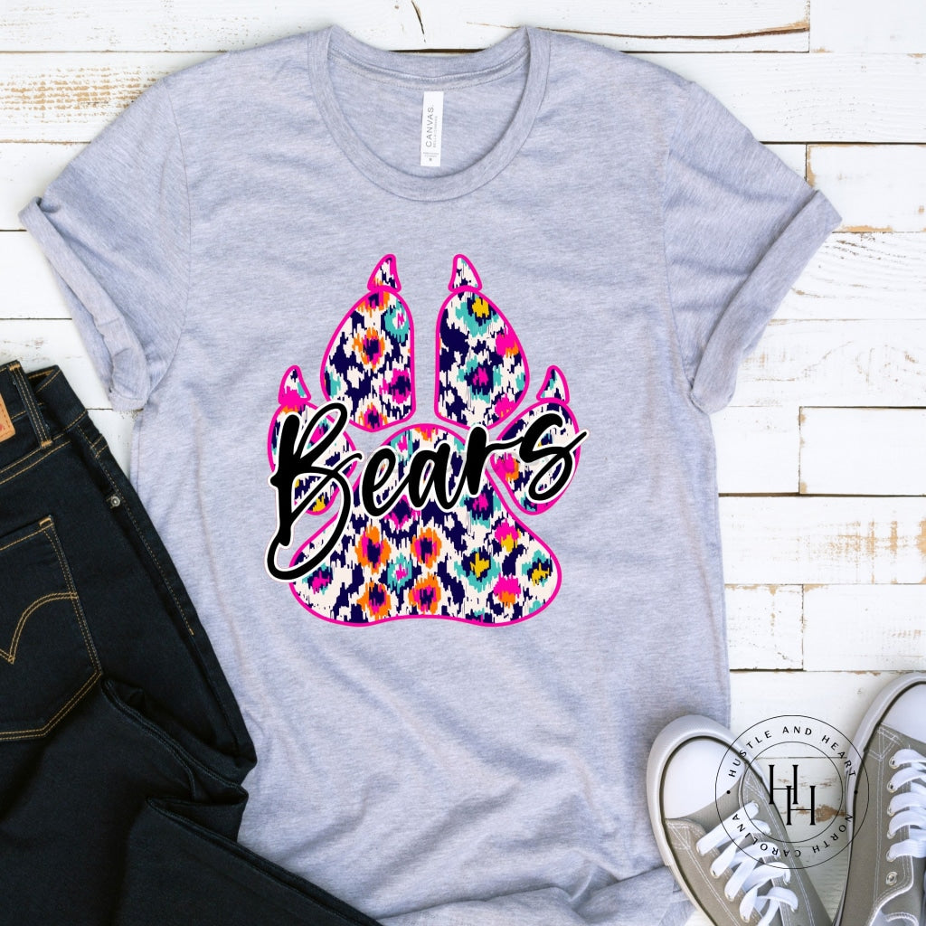 Bears Aztec Paw Print Graphic Unisex Tee Shirt