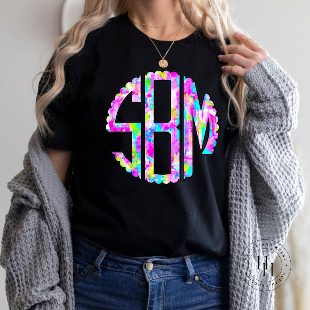 Bright Brush Strokes Monogram Graphic Tee Small / Solid Black Shirt