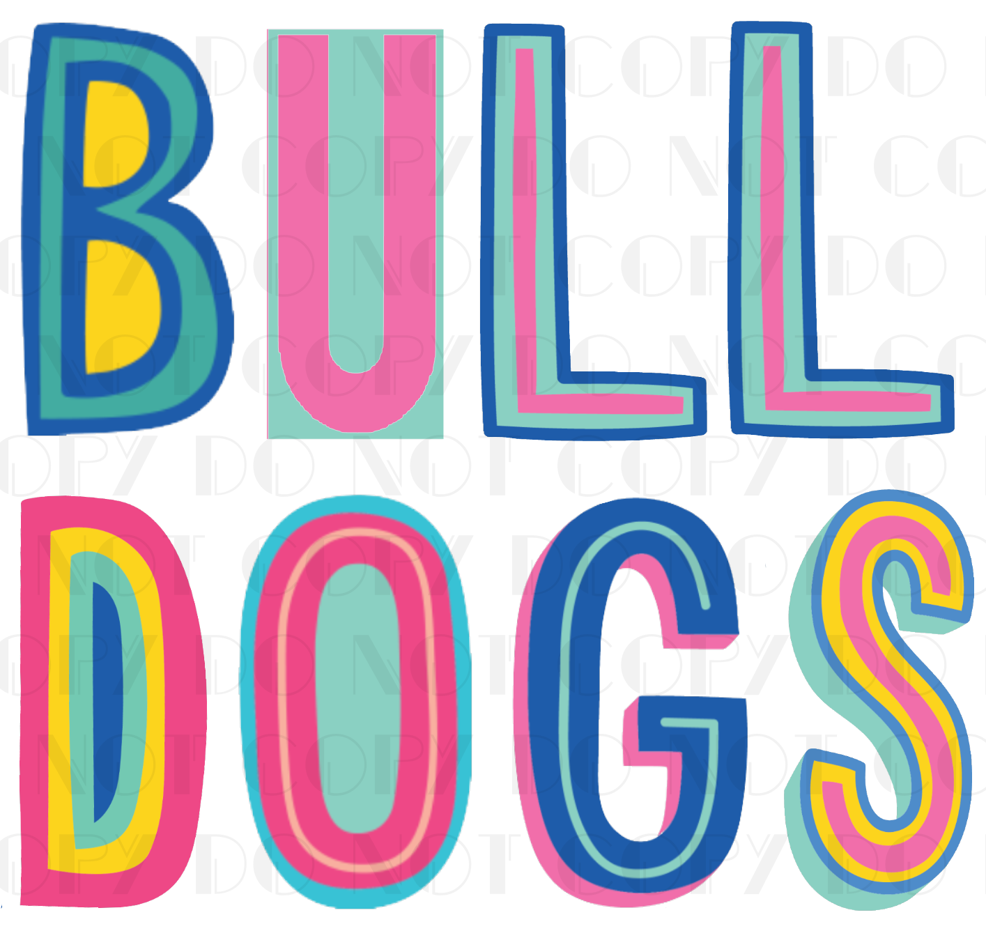 Bulldogs Colorful Block PNG Digital File