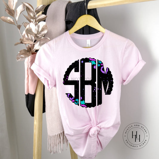 Galaxy Lepard Monogram Graphic Tee Shirt