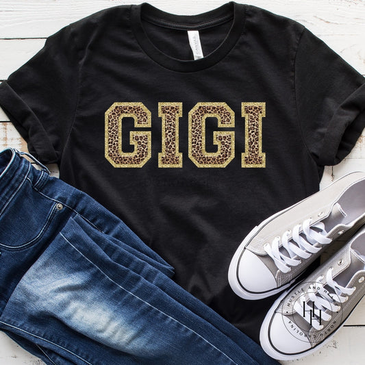 Gigi Leopard Faux Chenille Letters Graphic Tee