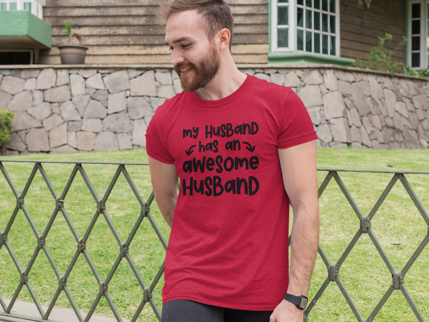 My Husband has an Awesome Husband Rainbow Graphic Tee