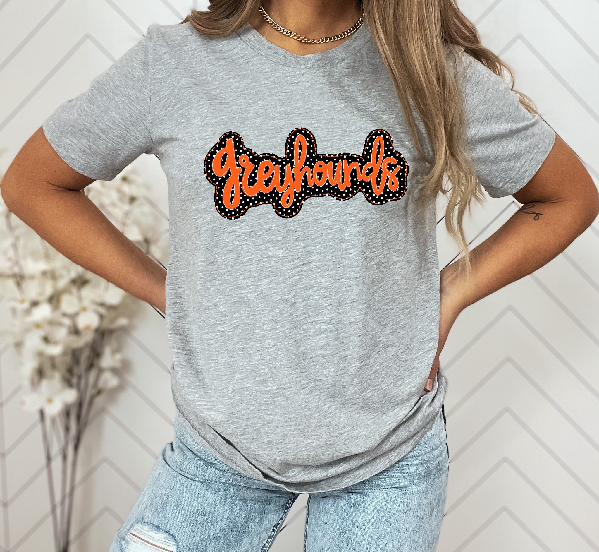 Greyhounds Faux Applique Graphic Tee