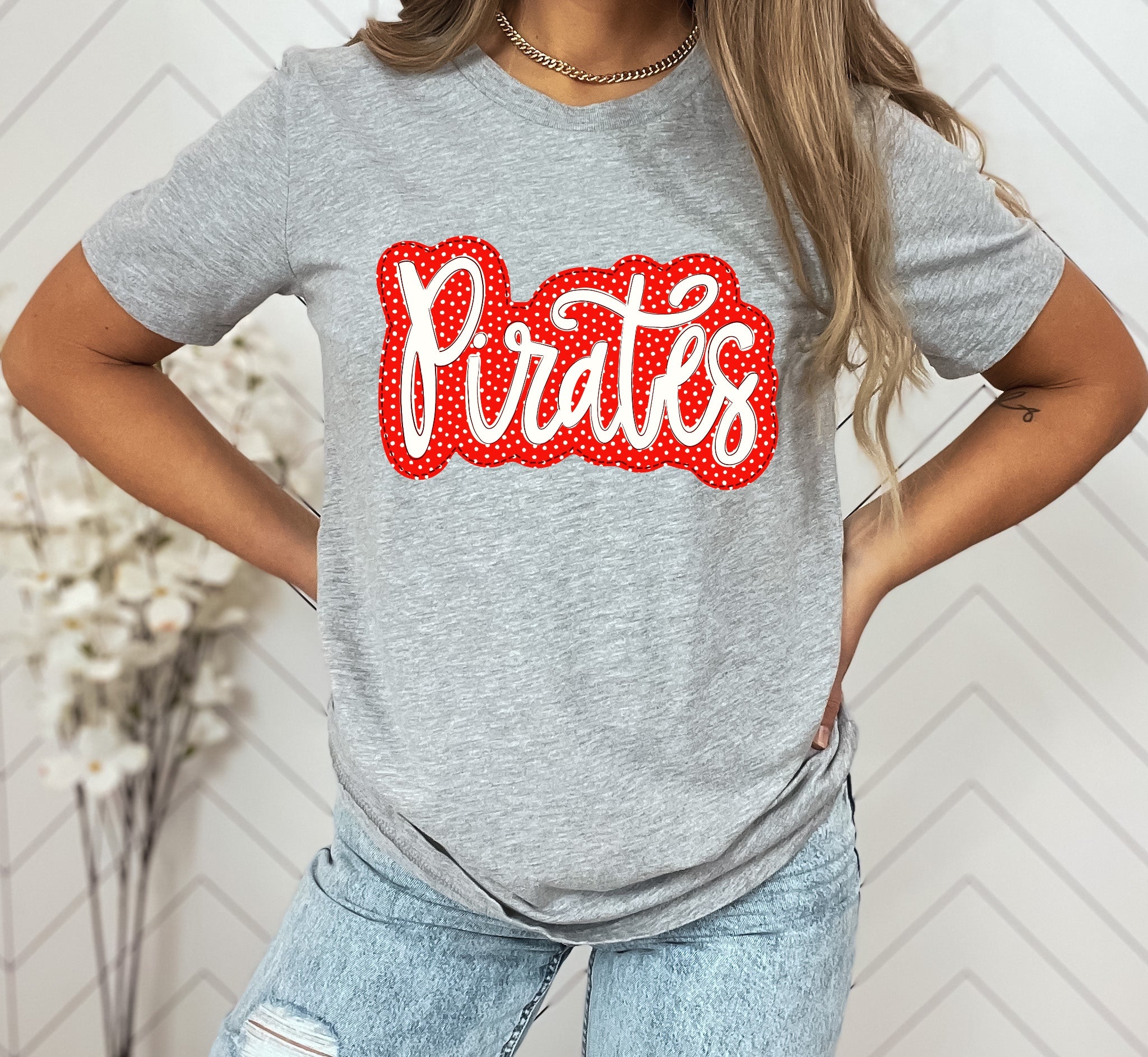 Pirates Faux Applique Graphic Tee