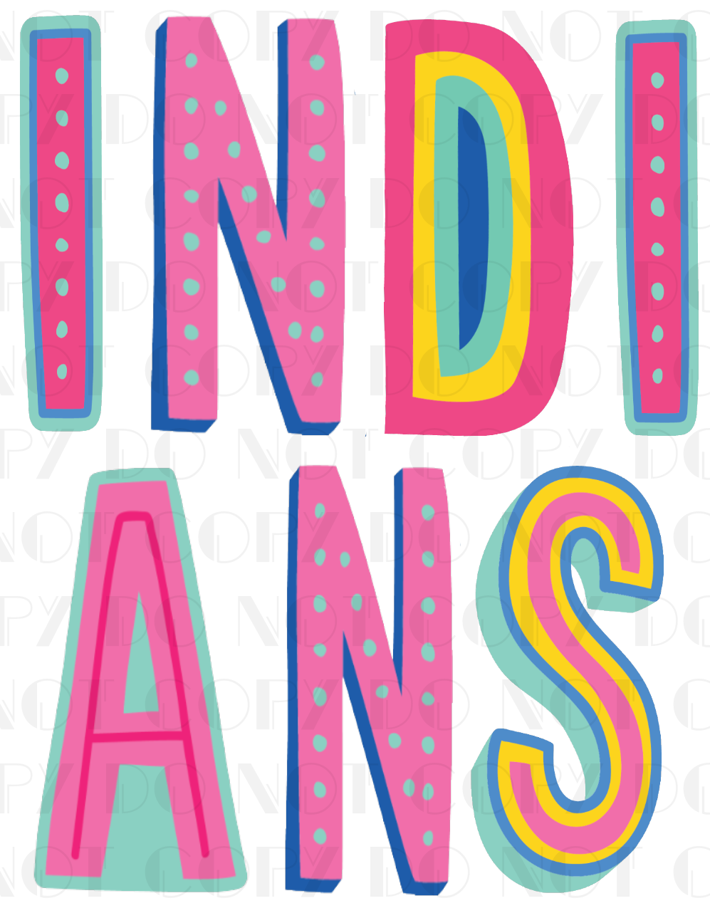 Indians Colorful Block PNG Digital File