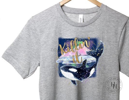 Killin It Killer Whale Graphic Tee Youth Small Dtg