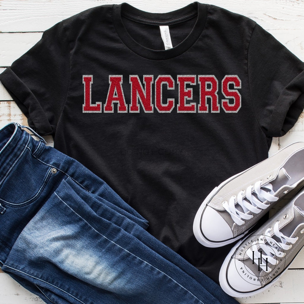 Lancers Red/silver Faux Chenille Letters Graphic Tee