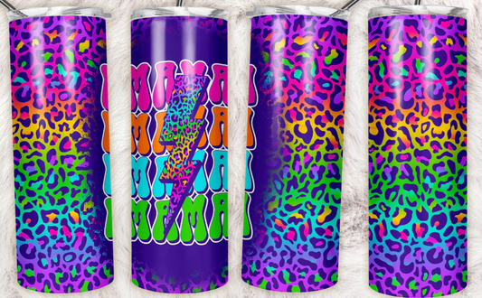 Mama Neon Leopard Completed 20oz Skinny Tumbler