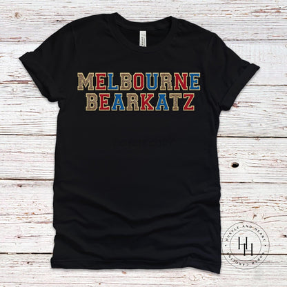 Melbourne Bearkatz Faux Chenille Letters Graphic Tee Dtg