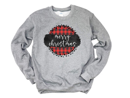 Merry Christmas Buffalo Plaid Circle Unisex Tee