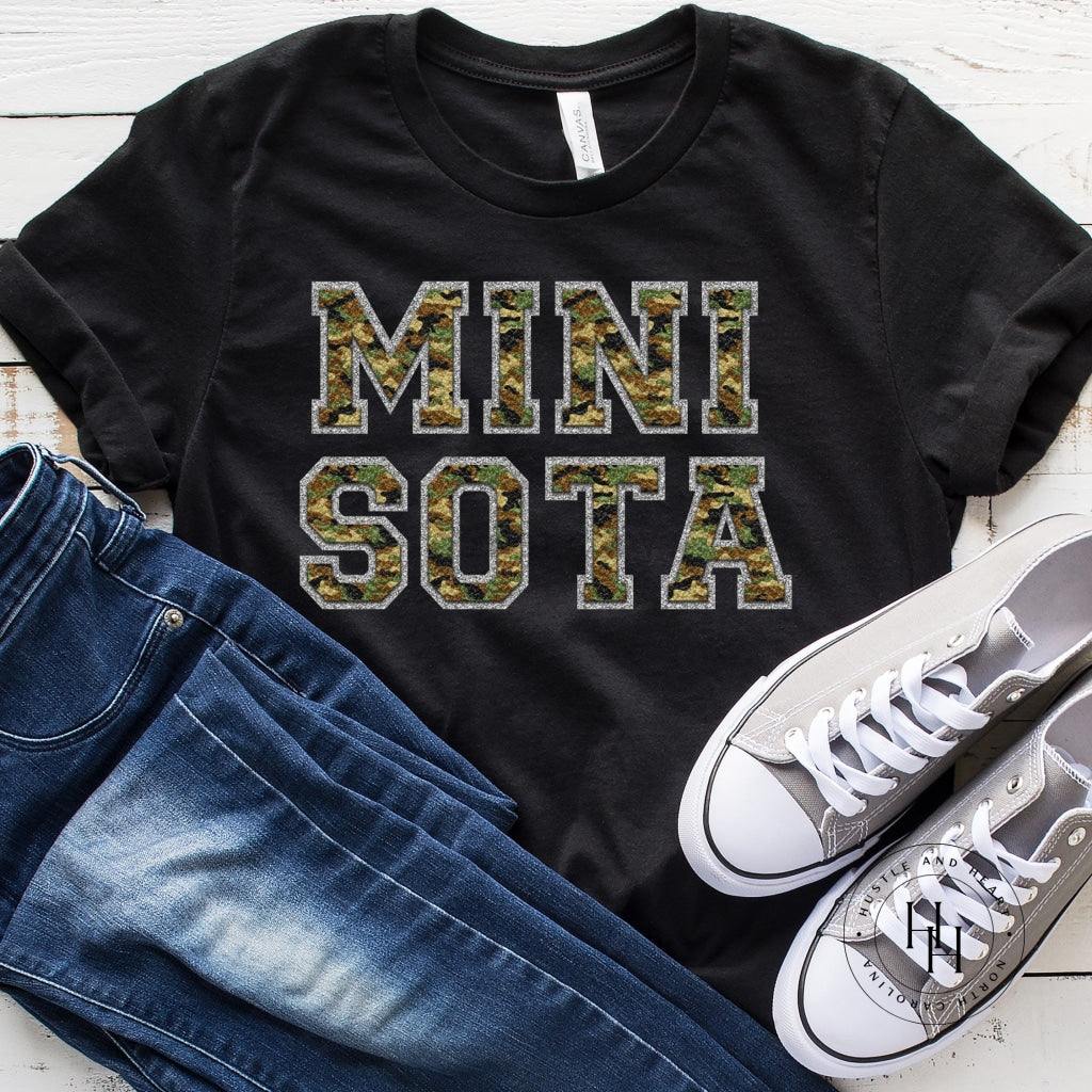 Mini Sota Camo/silver Faux Chenille Letters Graphic Tee