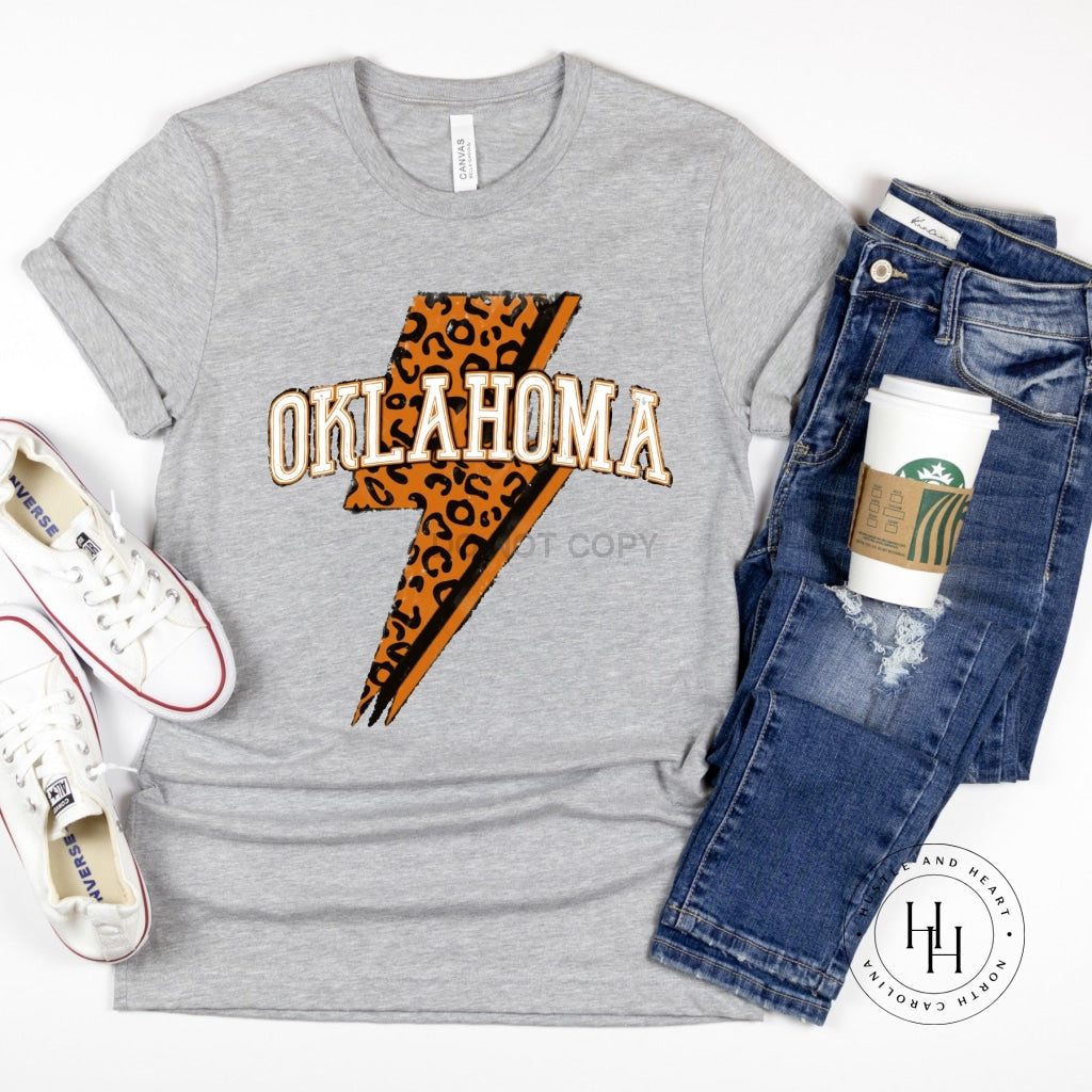 Oklahoma Leopard Lightning Bolt Graphic Tee