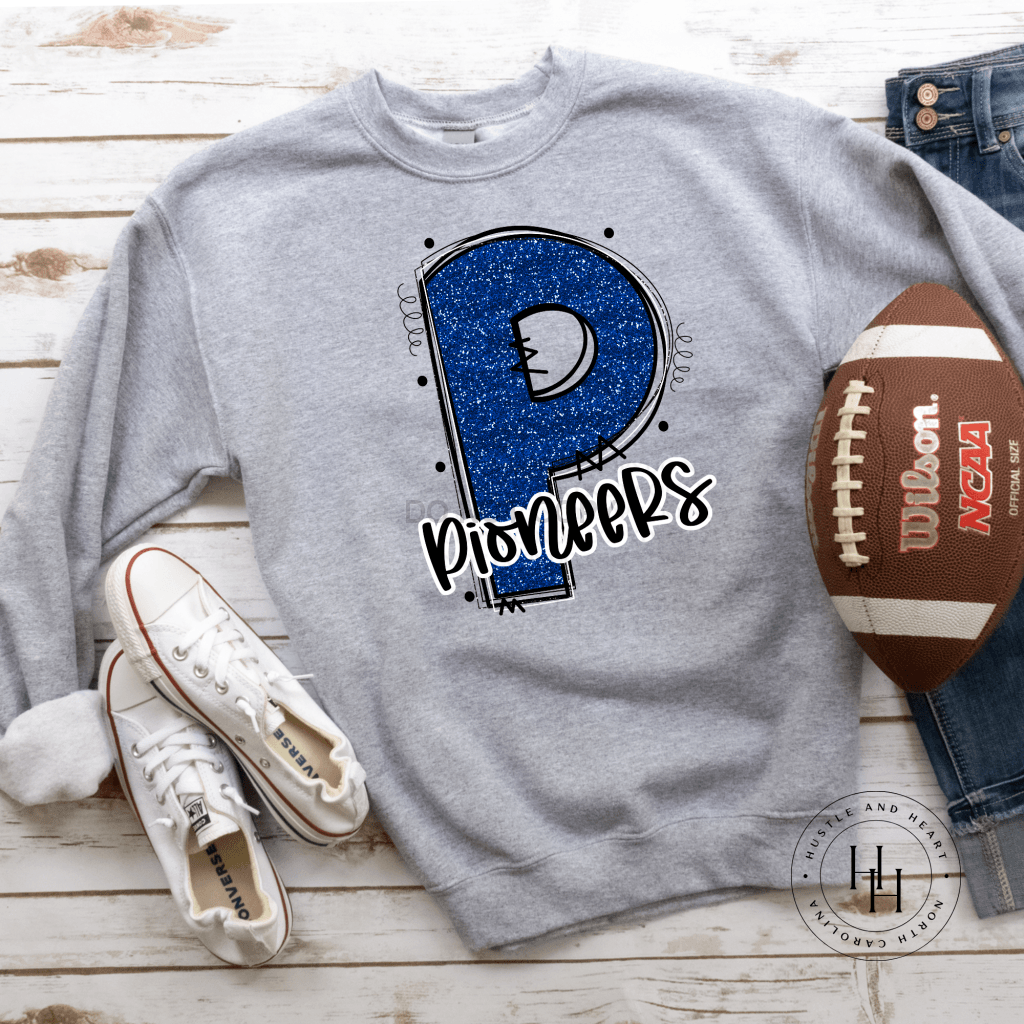 Pioneers Blue Glitter Varsity Doodle Graphic Tee Unisex Tee