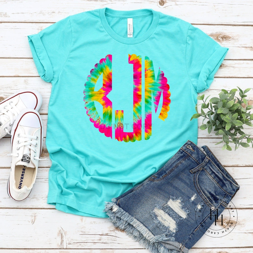 Scalloped Tie Dye Monogram Graphic Tee