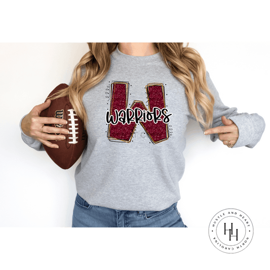 Warriors Maroon Glitter Varsity Doodle Graphic Tee Unisex Tee